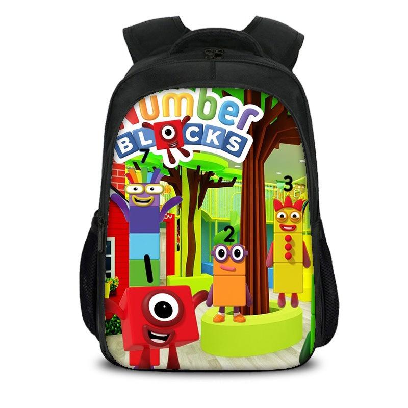 Plecak dla dzieci chłopców dziewcząt Numberblocks Torba szkolna Plecak podróżny Duża pojemność Wytrzymały materiał nylonowy Przestronna pojemność 20 l Wiele przegródek