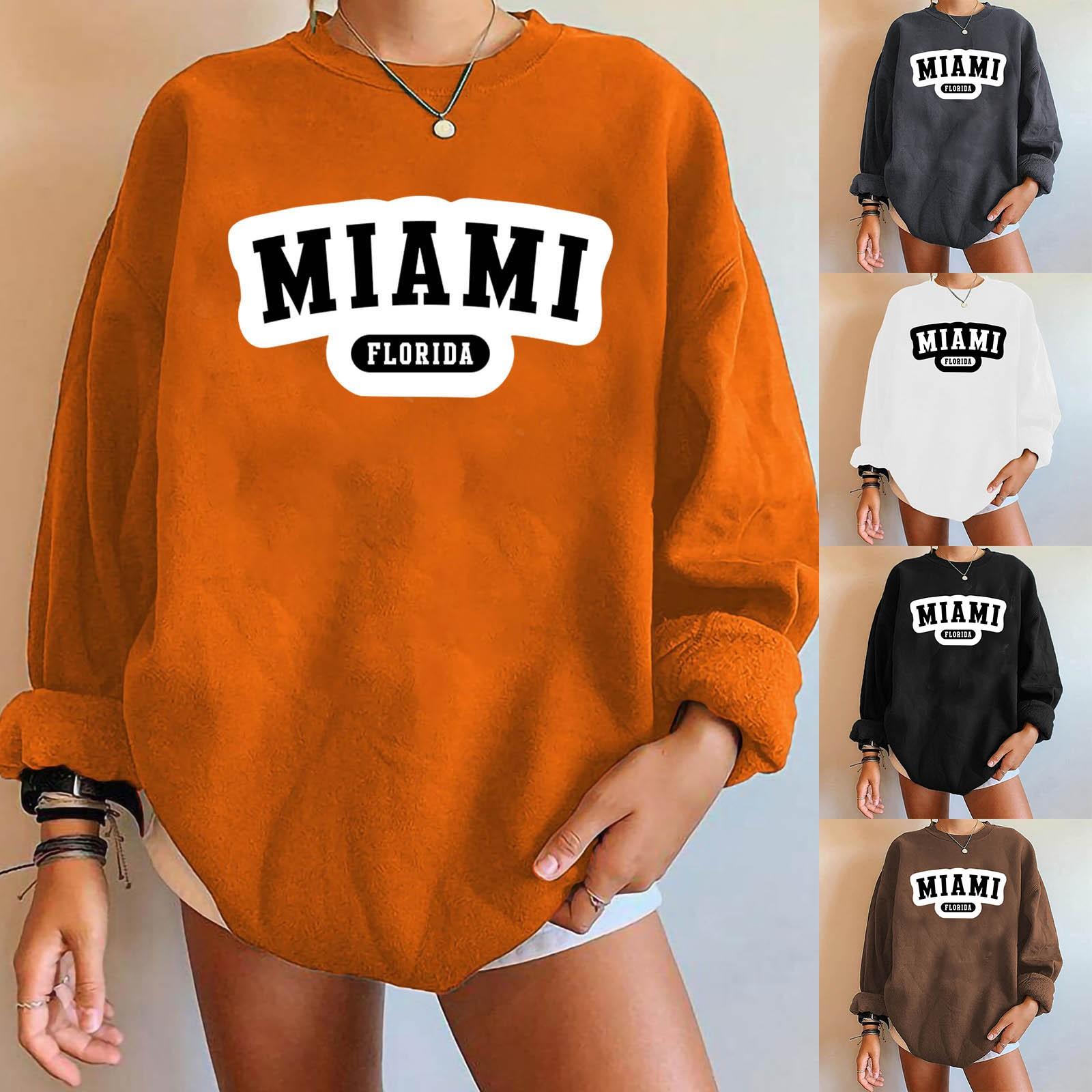 

Женская модная повседневная однотонная толстовка с длинными рукавами и принтом