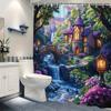 High Quality Fantasy Cottagecore Shower Curtain Waterproof Bathroom Decor Magical Forest Woodland Waterfall Enchanted Fairy