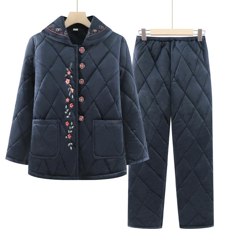 

Women s Cotton Tang Suit Pajama Set for Winter - Thickened Velvet, Warm Homewear for Middle-Aged and Elderly L (95-110 jin)