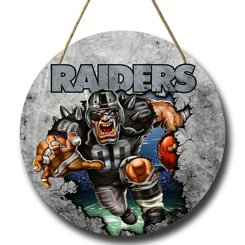 American Football Round Wooden Sign, home Room Holiday Festivals Front Sence Door Wall Hangng Art Sign Decor, Gift for Rugby Fans
