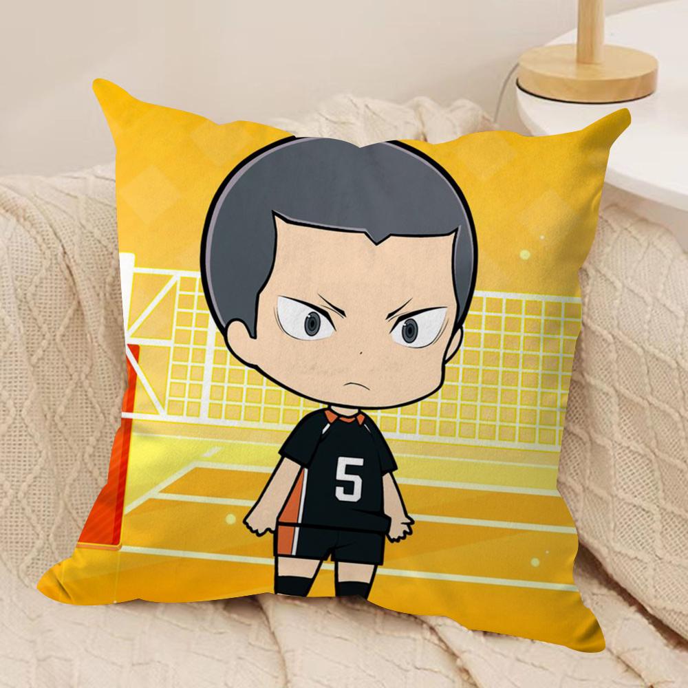 Anime HHaikyuu Cushion Cover Soft Plush Fabric DoubleSided Printed Sofa Cushion Cover for All Seasons Home Decor Gift