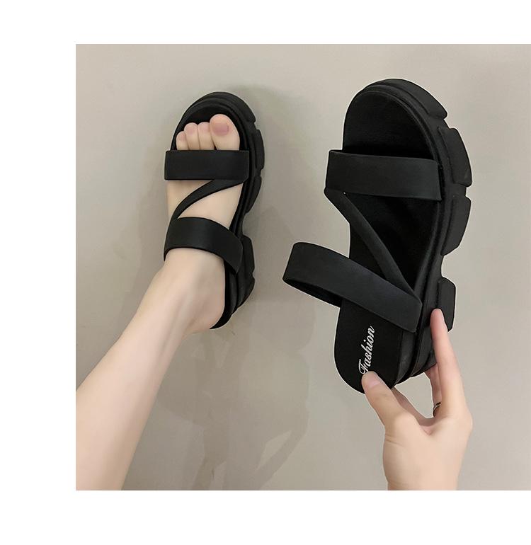 Women's Summer Platform High-Heeled Sandals: Stylish Slip-On Flip Flops with Thick Soles and Versatile Elevation.