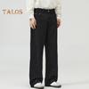 Men Pants Solid Color Straight Wide Leg Retro Style Pants with Pockets Zippered Trousers for Daily Home Streetwear Sports