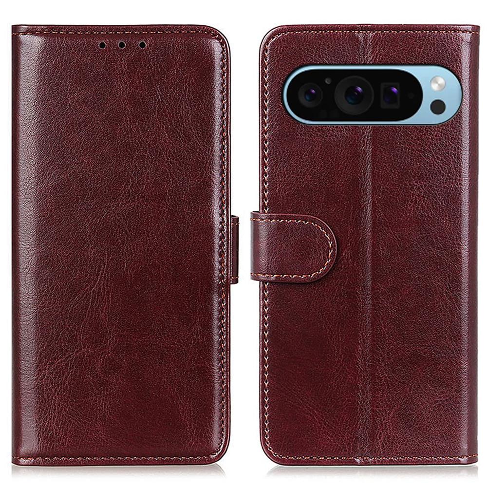 For Google Pixel 10 Pro/10/9 Pro/9 Crazy Horse Texture Phone Case PU Leather Phone Stand Cover