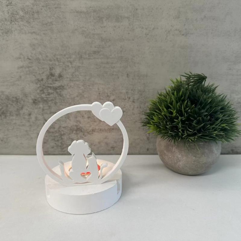 Cats Dogs Wreath Silicones Molds for Epoxy Resin, Tealight Holder Silicone Molds for Candle Holder Tealight Holder Stand