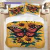 Flowers and Insects Pattern Bedding Quilt Set Quilt Cover Pillowcase Home Decoration Birthday Gift (1 * duvet cover + 2 * pillowcase, without core)