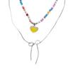 Cute Heart Bead Necklace Heart Charming Choker Chain Jewelry Girls Teen Eye-catching Snake Bone Chain Bowknot Necklace