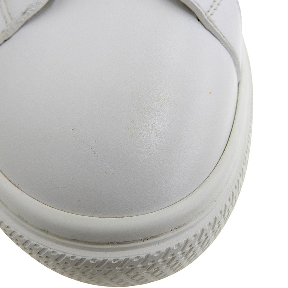 HERMES White Kelly Buckle Perforated Design Low-Top Sneakers in Calfskin and Chevre, SVHardware, Size 43 1/2 shoes 43.5 whiteUsed