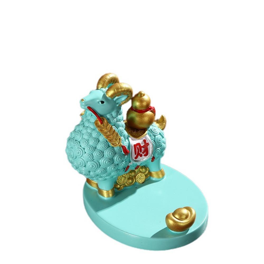 Miniature Feng Shui Goat Statue Creative Zodiac Sheep Figurine Sheep Phone Holder New Year Mascot
