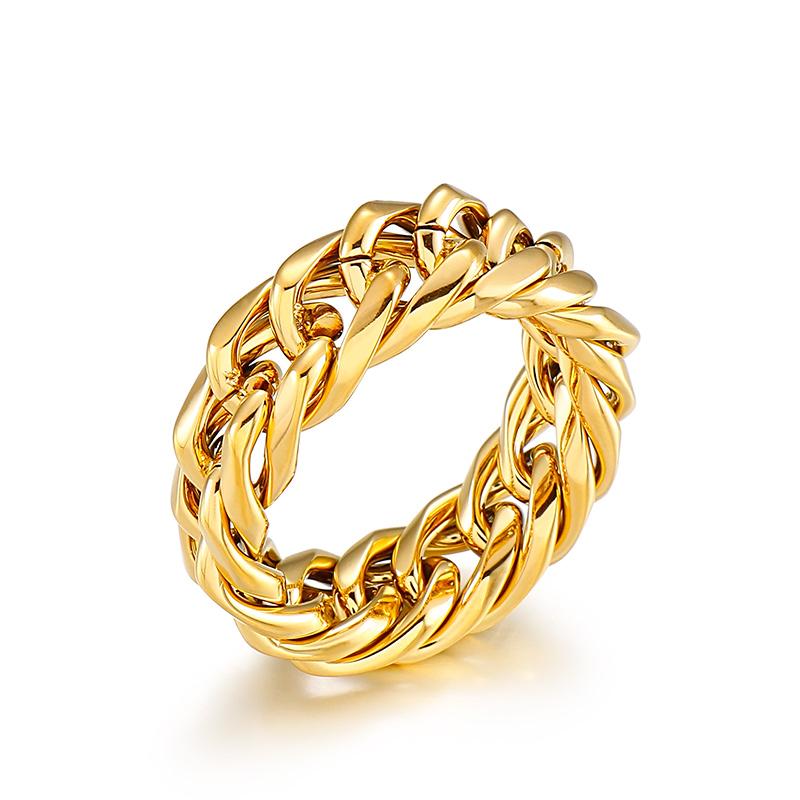 Kalen Smooth 8/9mm High-Quality Stainless Steel Cuban Link Rings for Men Multicolor Couple Anillos Trend Jewelry Bicycle Chain