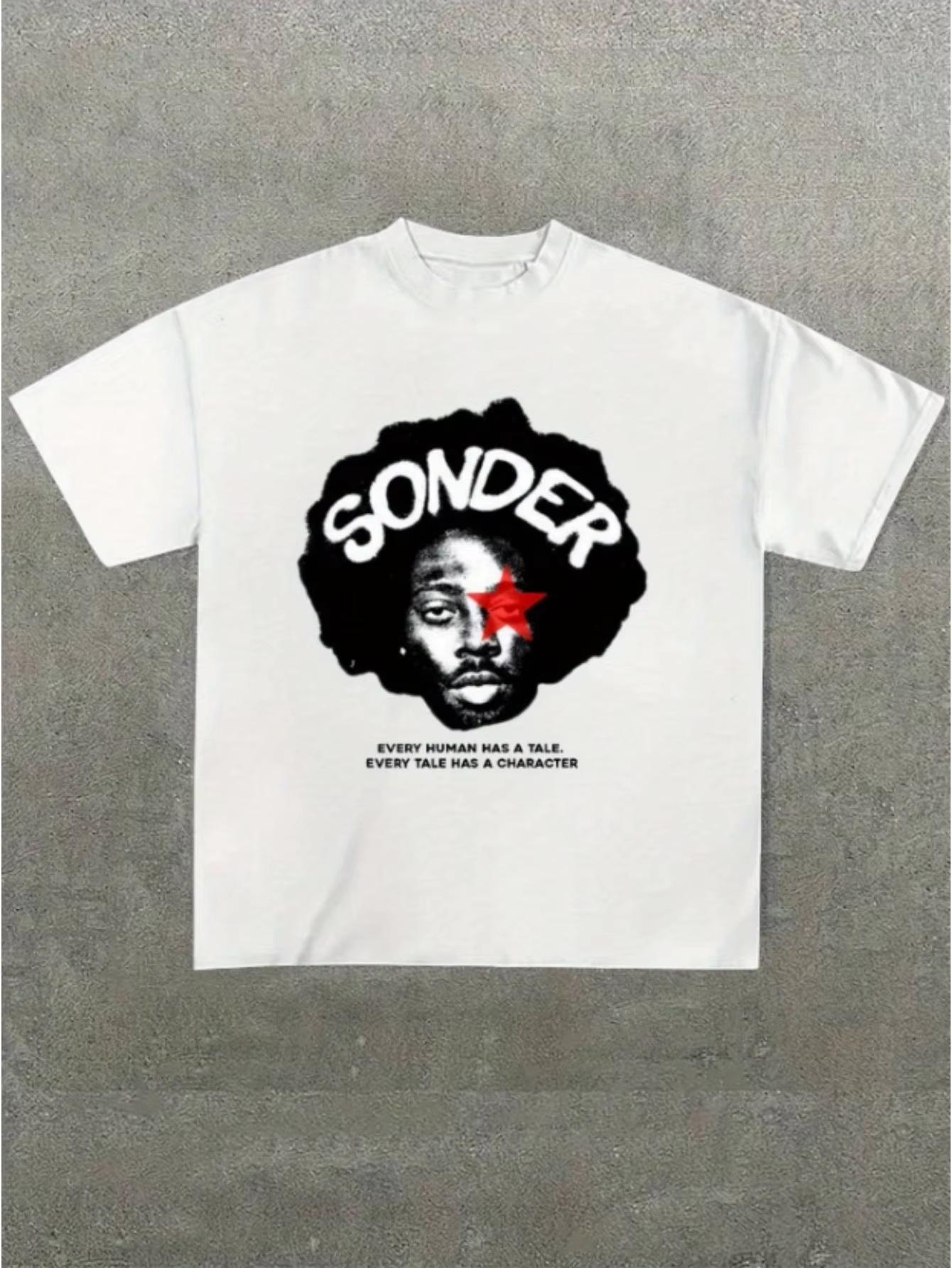 

Sonder Brent Faiya.Z Повседневная летняя футболка с принтом. Удобная и универсальная хлопковая футболка с буквенным узором. Повседневная ретро футболка в стиле Y2K. Топы M