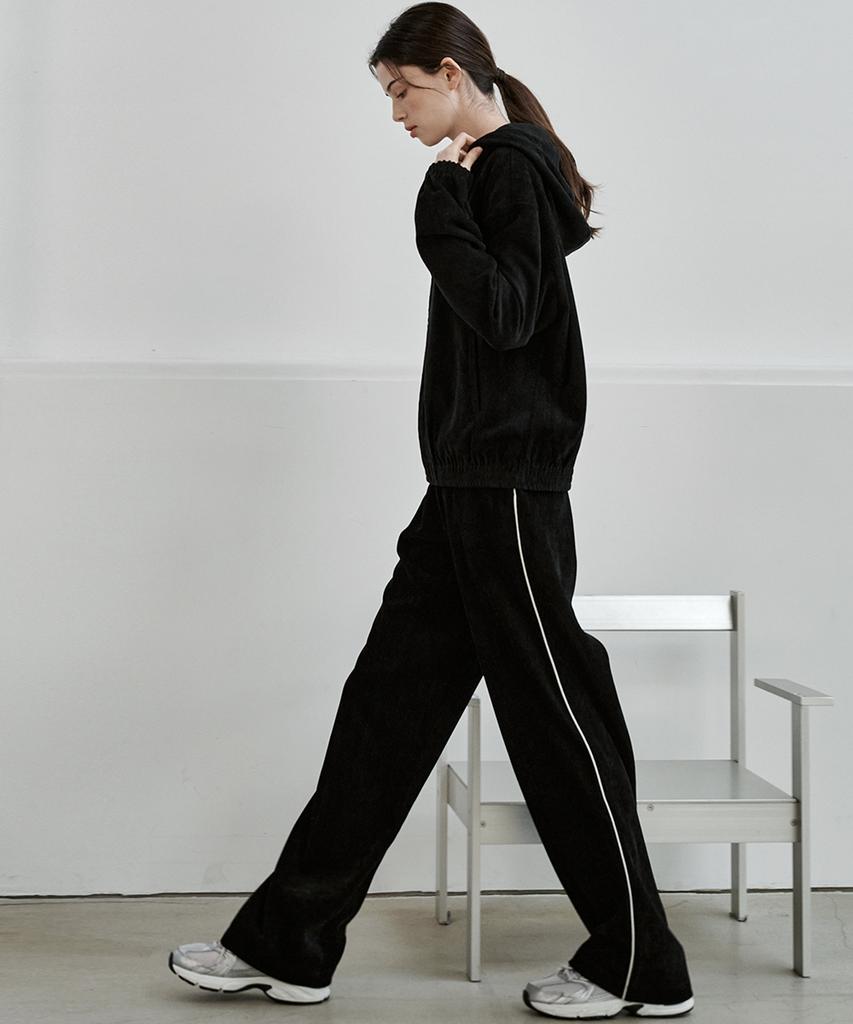 MALOUPE 2170 Velvet Elastic Waist Pants (Black)