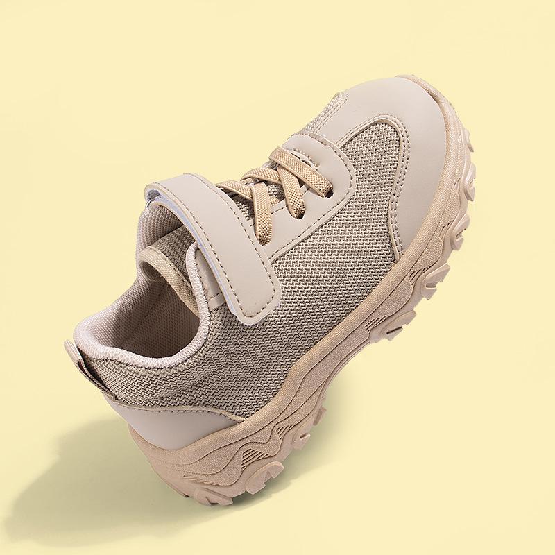 Spring Mesh Boys' Mid-Large Thick Sole Casual Velcro Sports Running Shoes