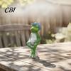 Creative Gifts for Gardeners Frog Garden Statue, Spring Base Resin Figurine, Weatherproof Handmade Gift Ideas Figurine Fence Balcony Patio Lawn