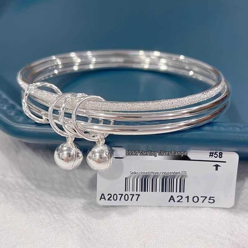 Three Lives Three Worlds Pure 9999 Sterling Silver Bracelet for Women - Young Style Gift for Girlfriend