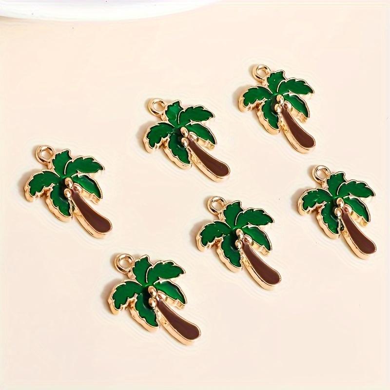 10Pcs Golden Oil Drip Coconut Tree Charms Pendants For Jewelry Making Diy Necklace Earrings Key Chain Accessories