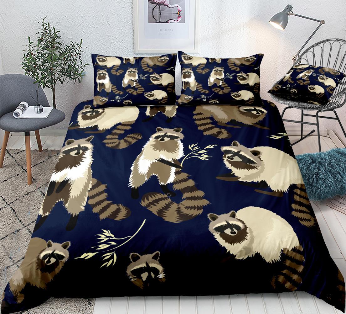 

Comforter Raccoon King Queen Size Cute Animal Theme Bedding Set Wildlife Pattern Comforter 2/3Pcs Polyester Comforter (quilt)-EU Single(135*200cm)3pcs