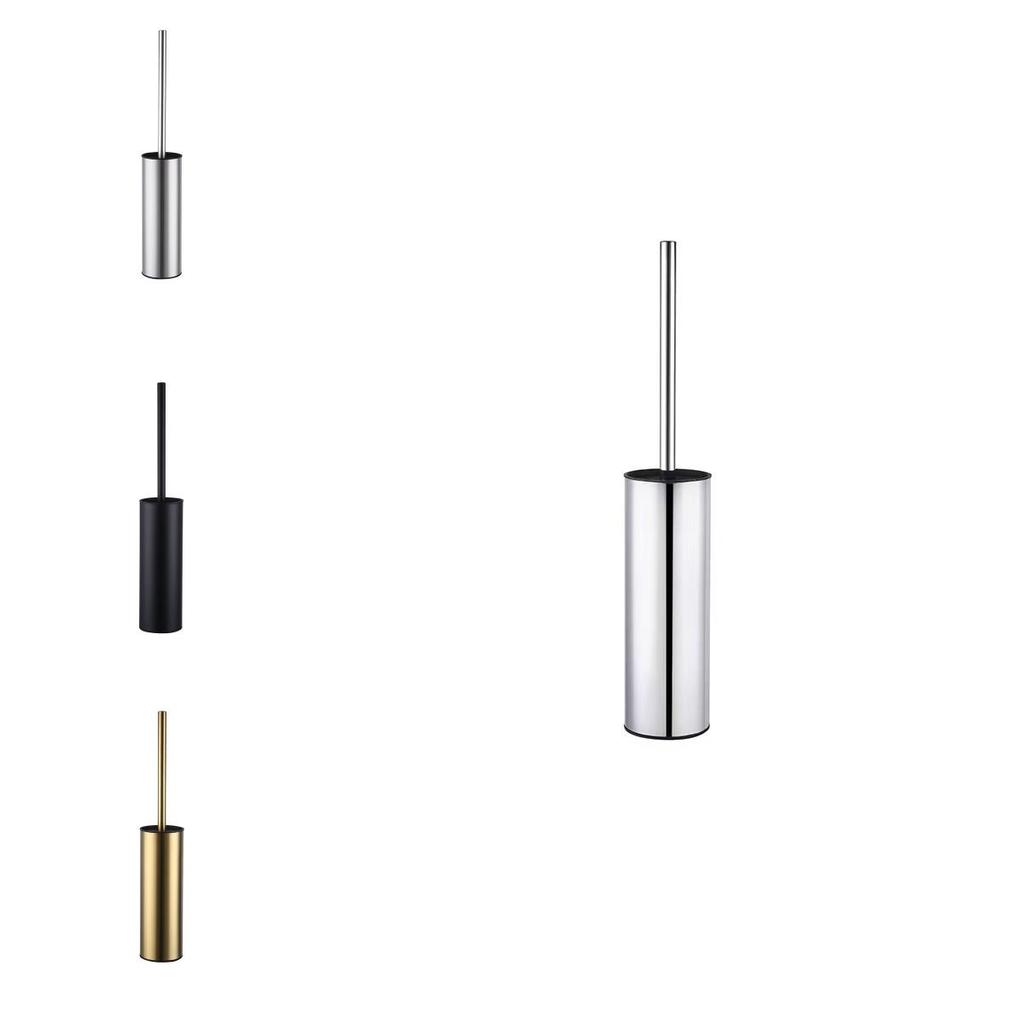 Stainless Steel Toilet Brush Holder Set With Round Design For Modern Bathroom Decor