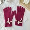 Korean Cute Knitted Wool with Five Finger Gloves for Women In Winter  Warm Touch Screen and Split Finger Cycling Trend