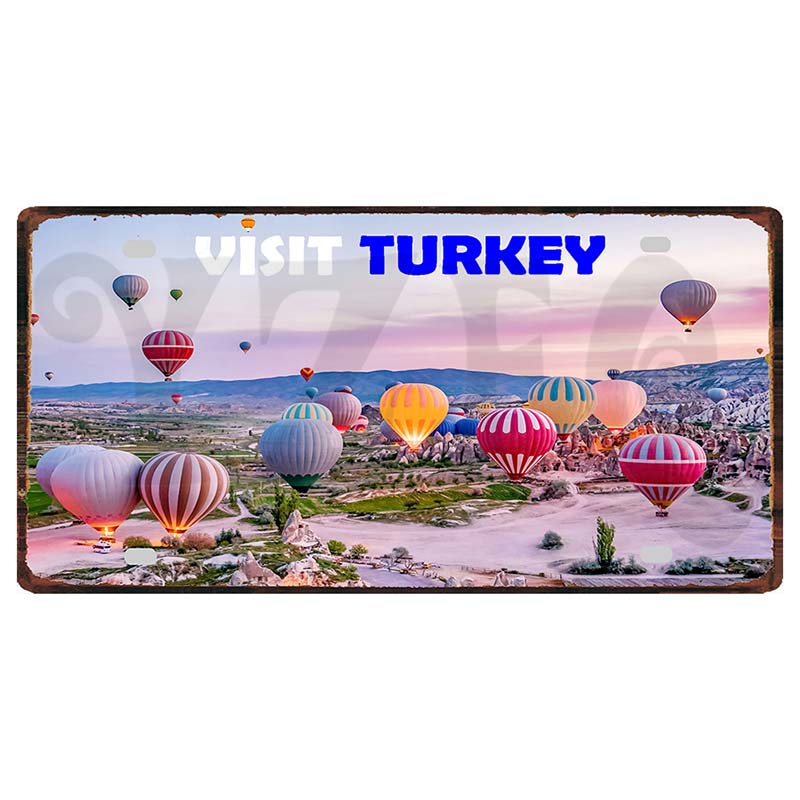 YZFQ Istanbul Turecko Cestování Město Kovový Značka Plakátová Deska Pro Zeď Restaurace Bar Řemesla Domácí Dekorace 30X15CM DC-1612A