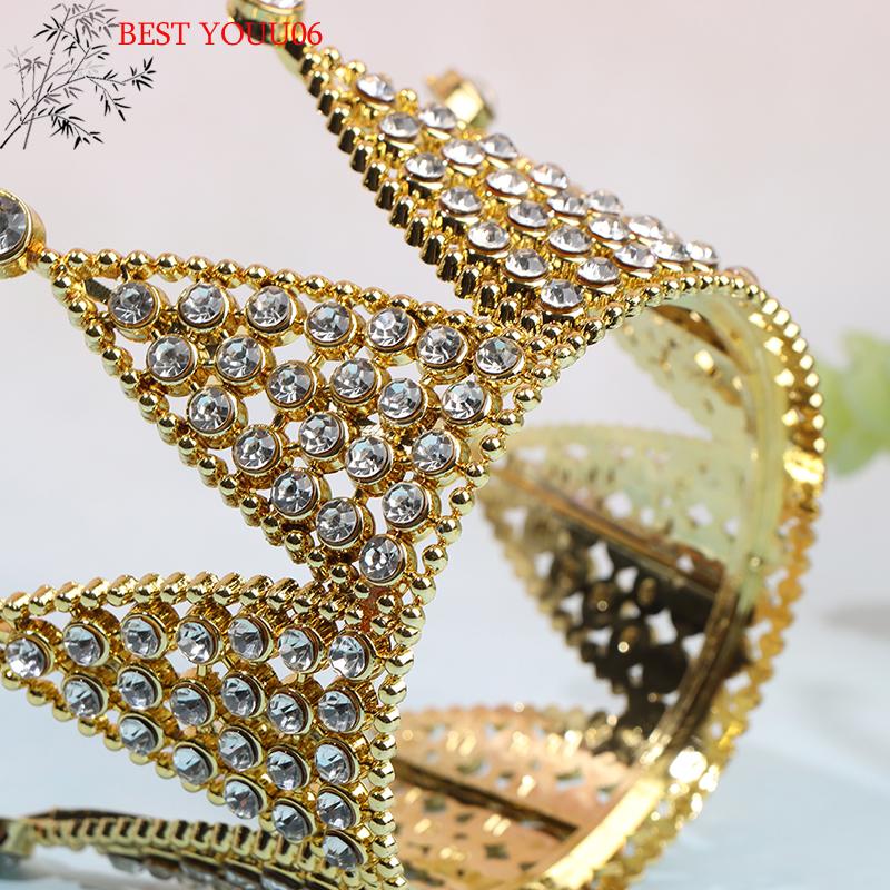 Hot Crown Cake Topper Crystal Pearl Tiara Kids Hair Ornament Birthday Party Supplies