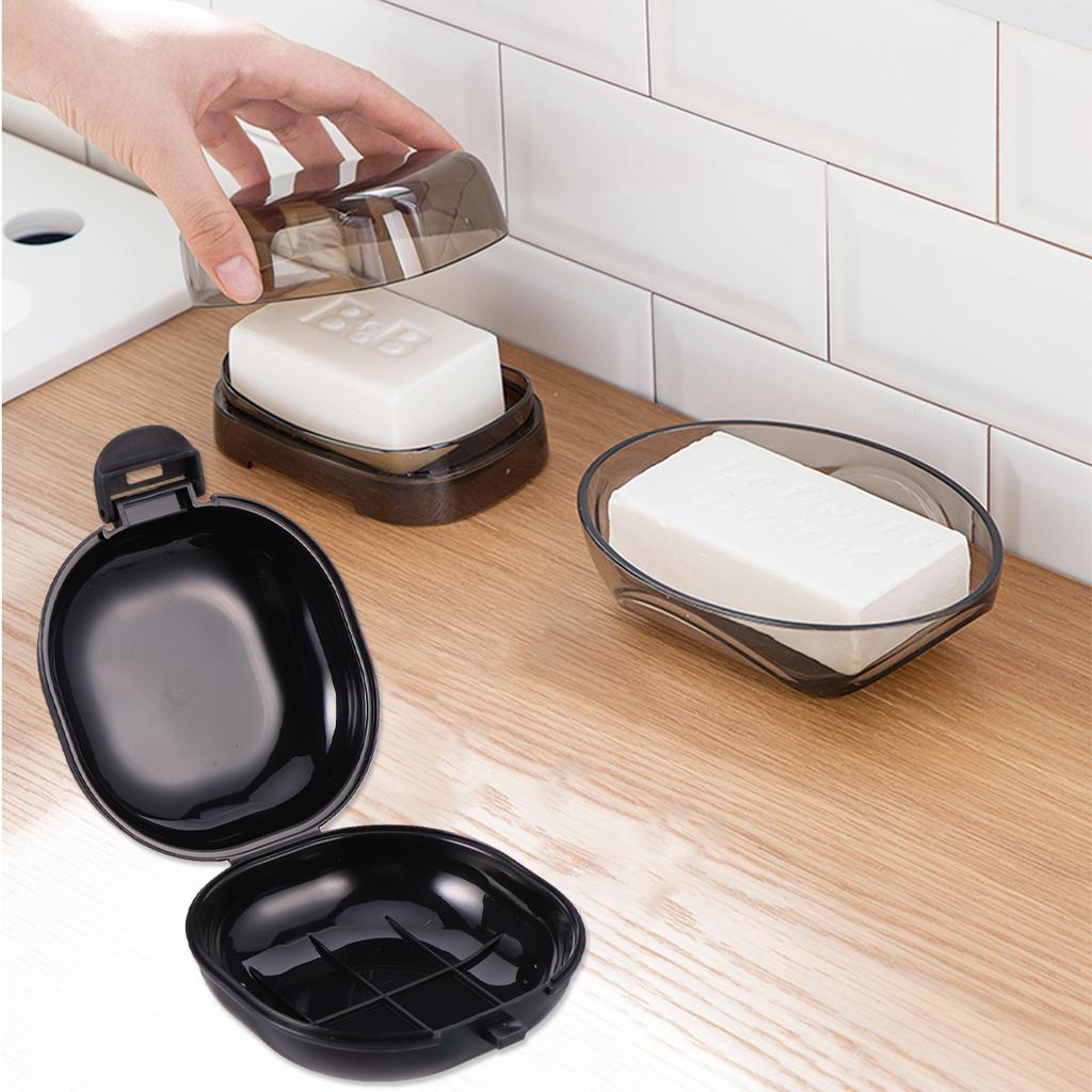 5 Pcs Boîte à Savon Étanche Portable Voyage Contenant de Salle de Bain Plat en Plastique Maison Étui Anti-Fuite Couvercle Amovible Anti