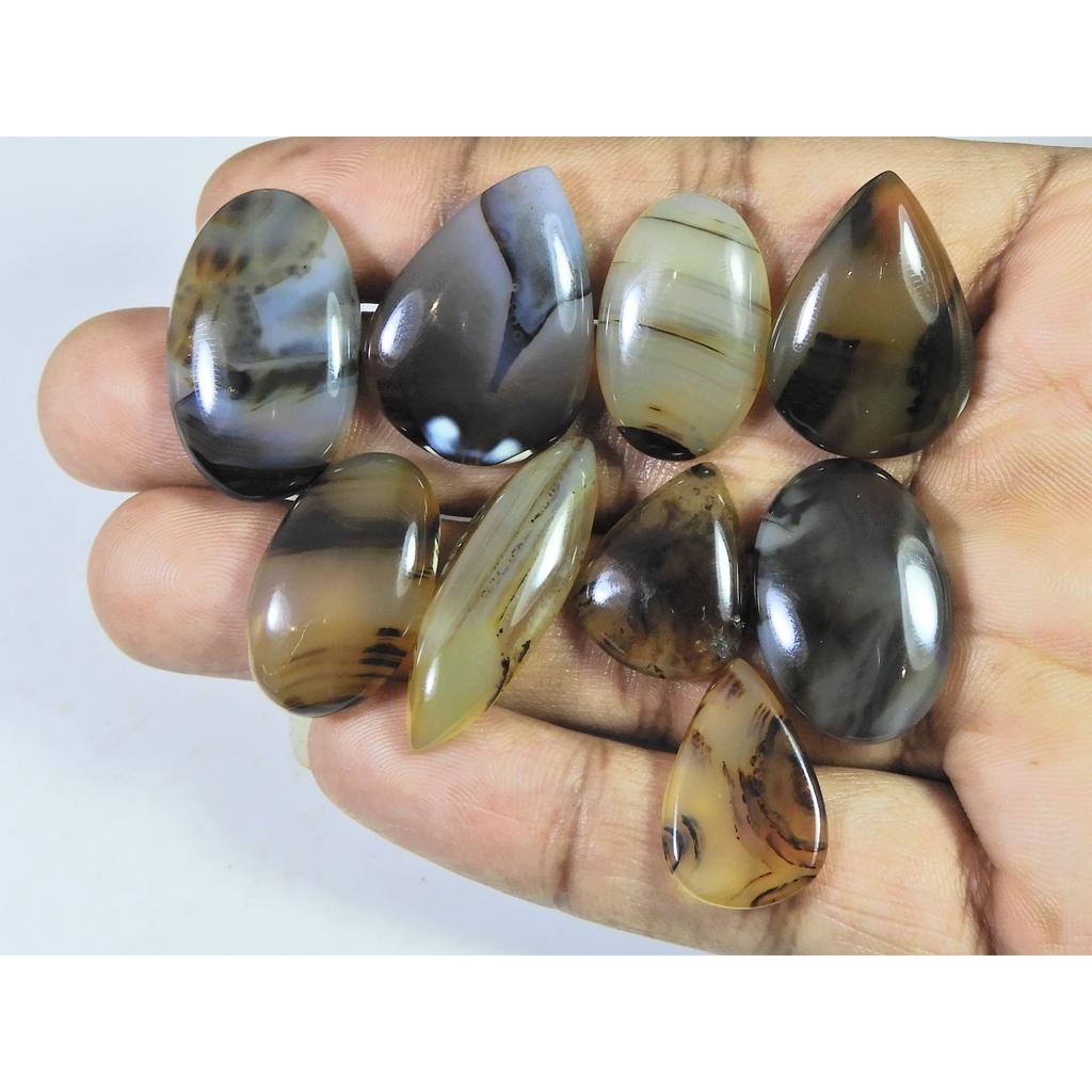 09Pcs Natural Montana Agate Mix Shape Cabochon Loose Gemstone 154Cts. Lot C-495