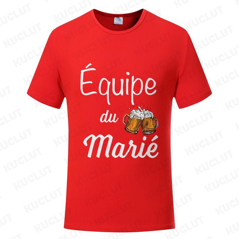 French Evg Team Married Tops Single Farewell Bachelor Party T Shirt Future Groom Man Tshirt Fashion Beer Graphic Wedding Tees