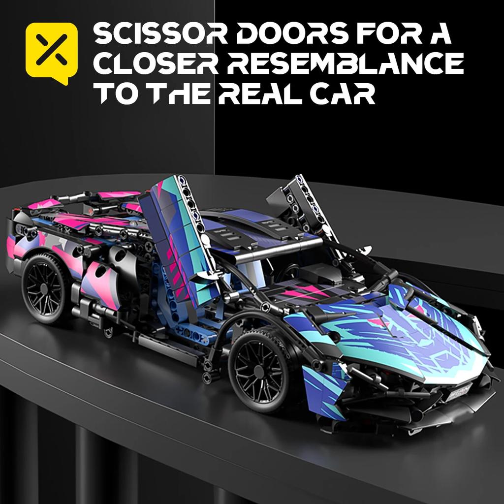 Colorful Cool High-Tech Supercar Model Building Blocks Children's Educational Assembly Toys Boy Adult Gift Collection Show