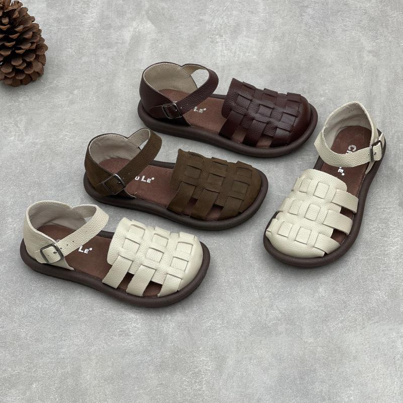 Anti-slip Shoes, Large Size, New Style, Round Toe, Flat Bottom, Women's Sandals