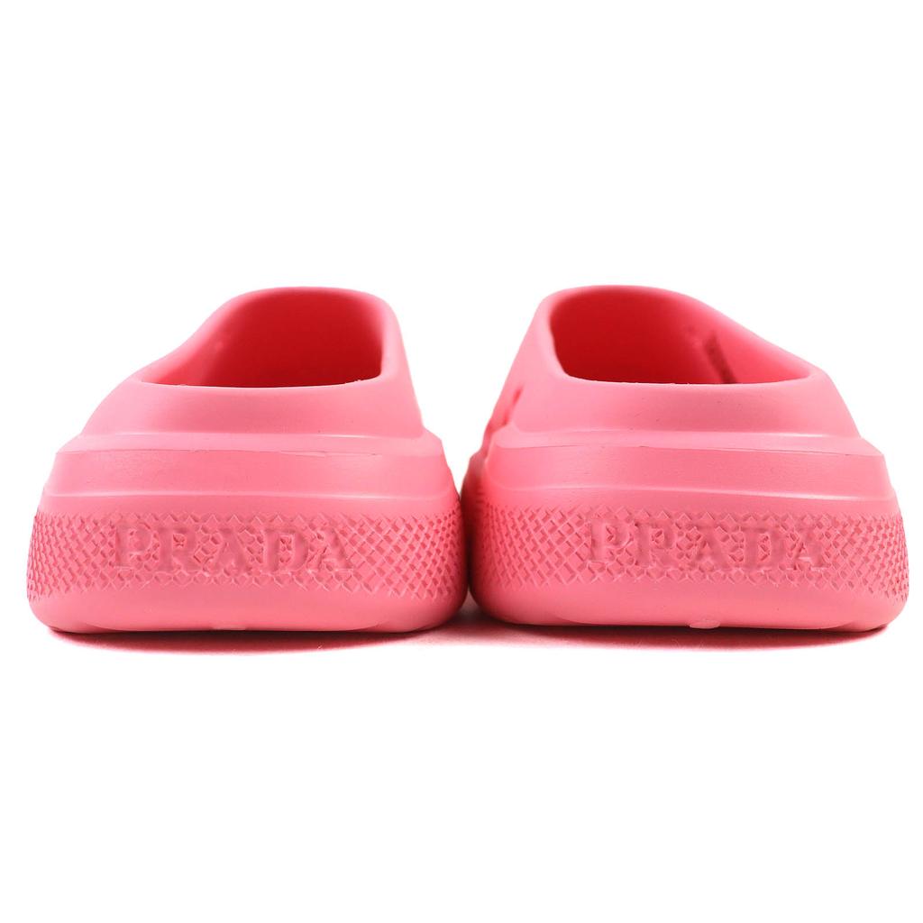 Pristine PRADA Slip-on Triangle Logo Rubber Sandals and Mules Pink 36 1S811M Used