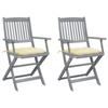 Day and Night - Day and Night Folding Garden Chairs 2 Pcs Cushions Solid Acacia Wood