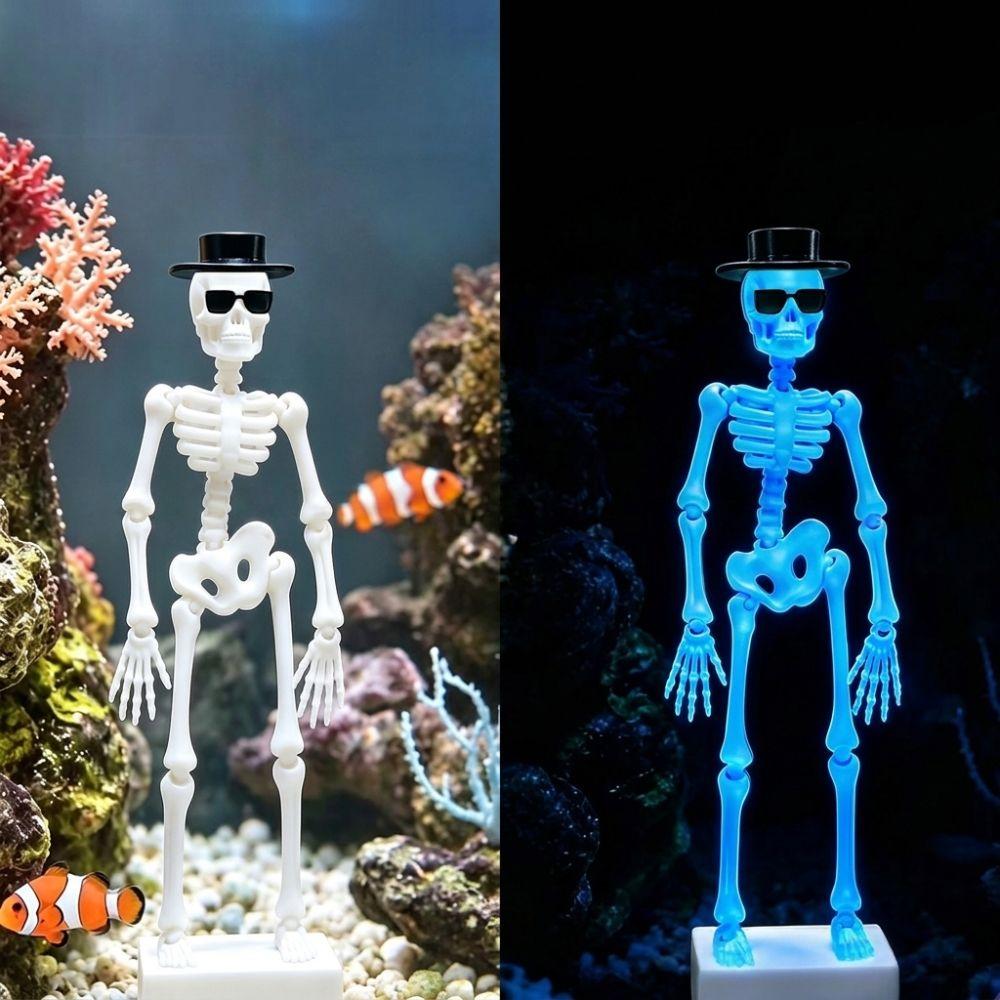 3D Printed Fish Tank Dance Skull Ornament Dynamic Skeleton Bubbler Underwater Landscape