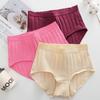 4PCS/SET Women Basic High Waist Striped Panties Cotton Breathable Daily Multi Color Set Butt Lifting Plus Size Comfort Underwear