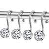 Set of 4 Practical Shower Curtain Rings Decorative Metal Hook with Hollow Sphere Designs for Bathroom Liners