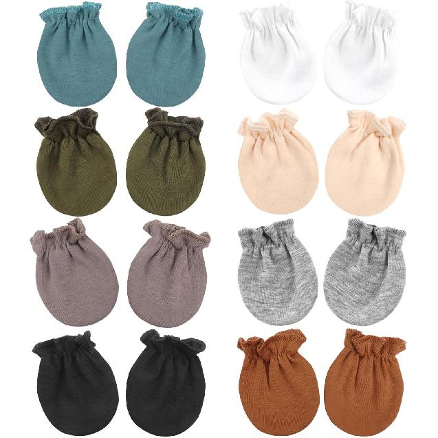 BQUBO Newborn Infant Toddler Mittens No Scratch Cotton Elastic Wrist Gloves Hypoallergenic for 0-6 Months Baby Boys Girls