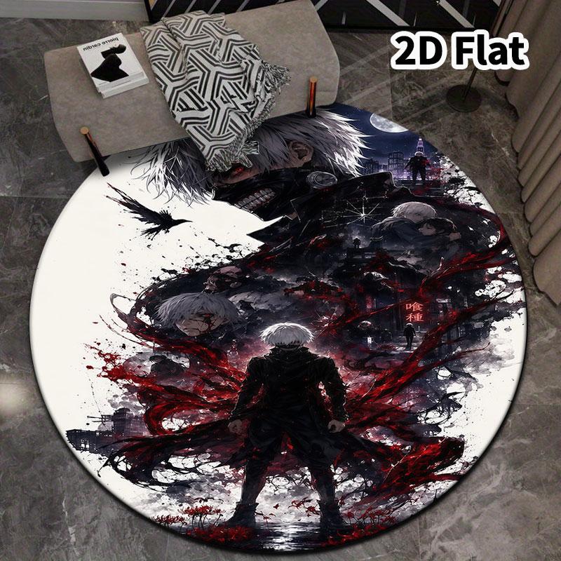 Tokyo Ghoul Runder Teppich Teppich für Wohnzimmer Schlafzimmer Sofa Spielzimmer Dekor Rutschfeste Bodenmatte