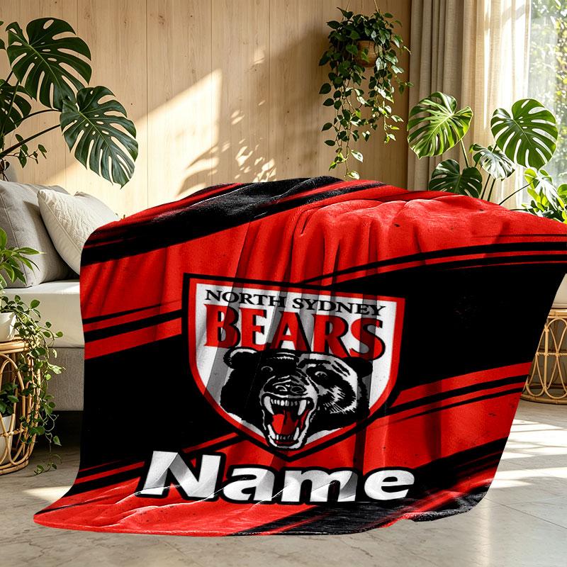 Custom Name Personalized North Sydney Bears Print Blanket, Home Decor, Bedroom, Sofa, Camping, Couch, Gifts for Birthday Christmas