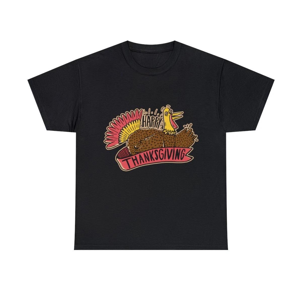 Happy Thanksgiving Graphic Tee Shirt, S-5XL XL