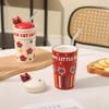 Personalized Large Capacity Cat Cartoon Cute Straw Cup Small Gift Box Set for Household Ceramic Cup High Value Mug