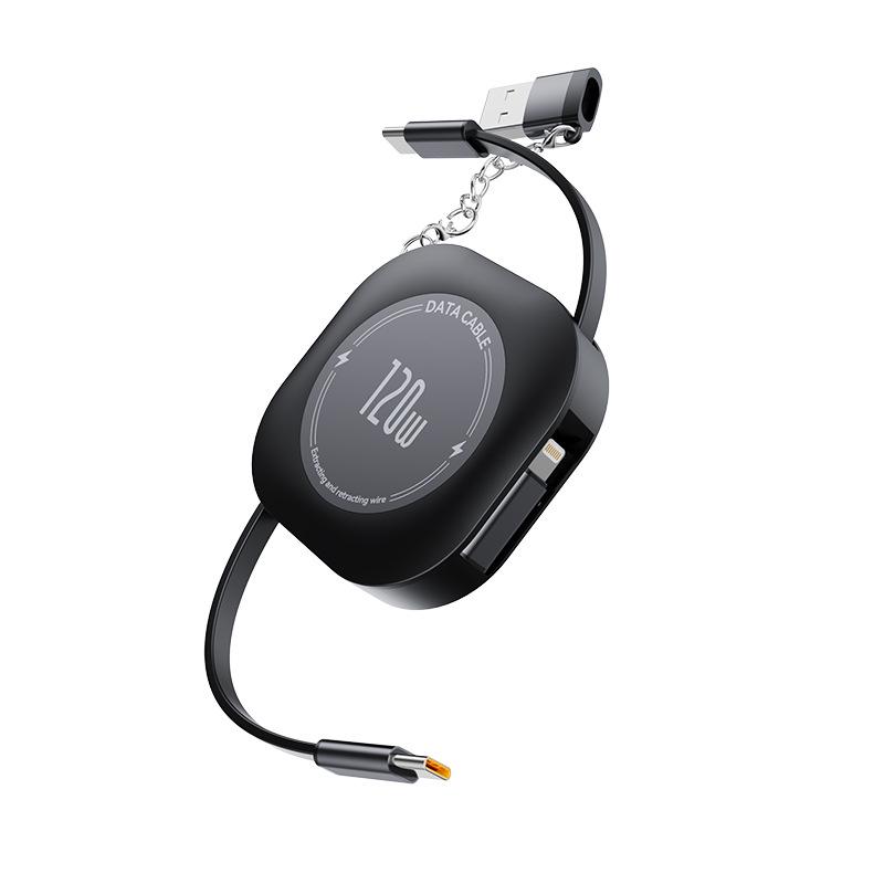 

Apple Huawei Fast-Charging Portable Retractable Data Cable with Custom Logo чёрный