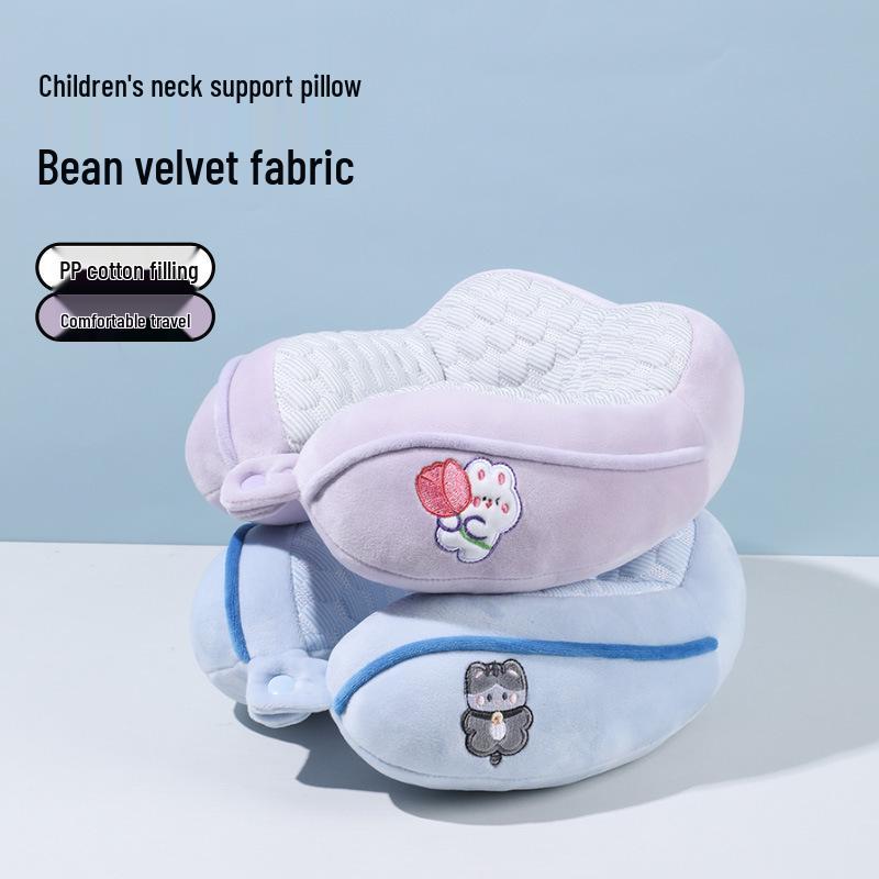 U-Shaped Cartoon Neck Pillow: Cute Embroidered Travel Pillow with Parent-Child Support