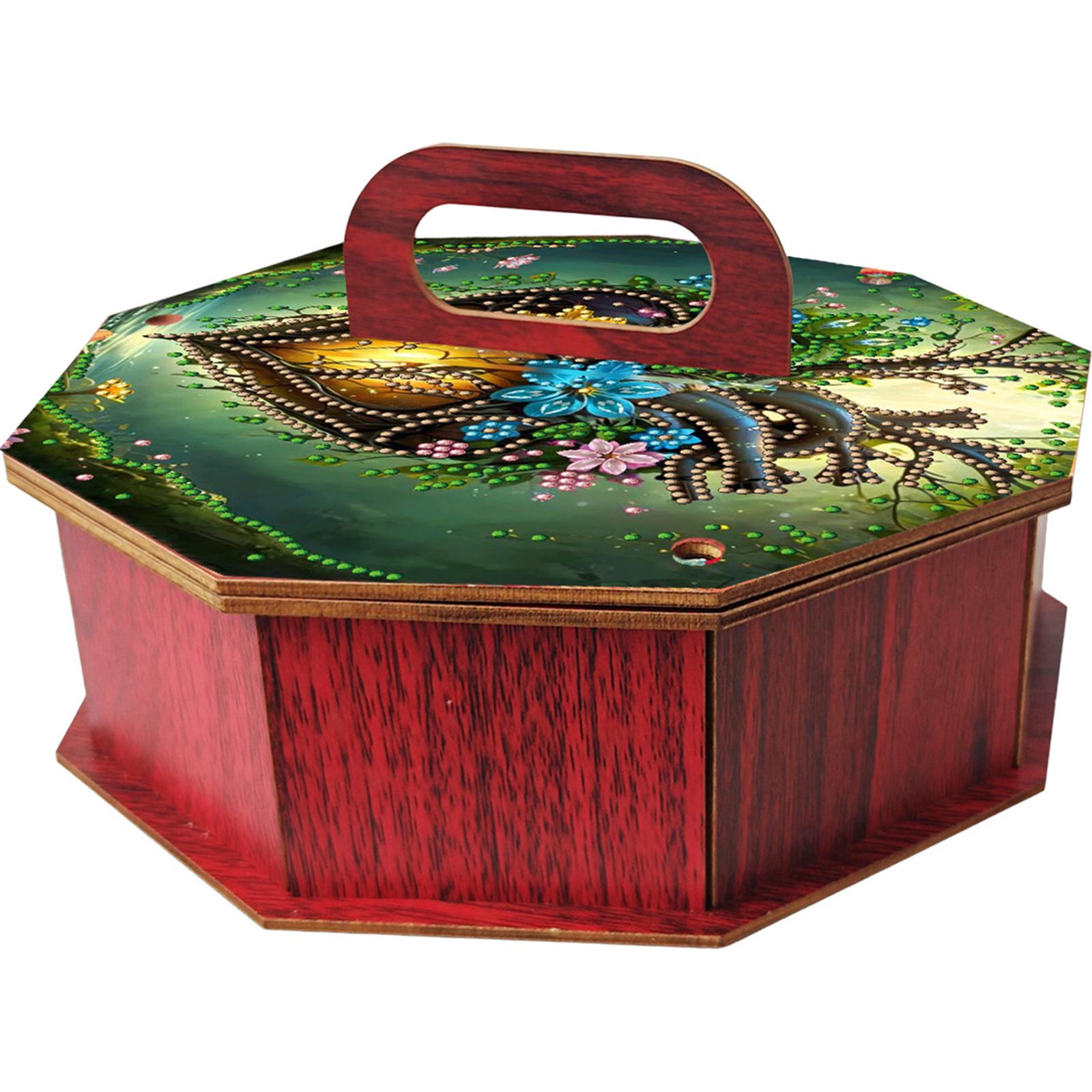 DIY Diamond Art Handmade Wood Container Special Shaped Rhinestones Decorative Holder Box Diamond Painting Jewelry Box for Adults