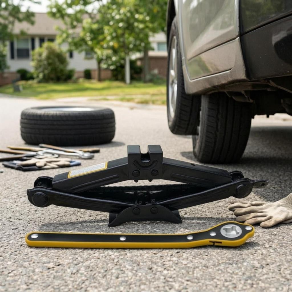 Jack LaborSaving Hand Crank Heavy Duty Portable Car Lift for Roadside Emergency, Garage 1T