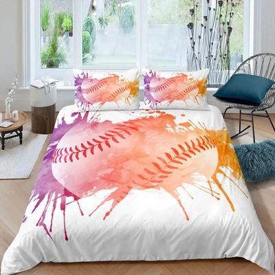 Funda Nórdica de Béisbol Deportivo 3D Tema de Juegos Deportivos Juego de Ropa de Cama de Bolas Funda de Edredón de Poliéster Llama Dorada Tamaño Completo Niños Niños