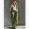 French Lazy Style Cherry  Suspender Trousers for Women, High-Waisted Loose Wide-Leg Casual Pants , Figure-Flattering Straight-Leg Long Pants