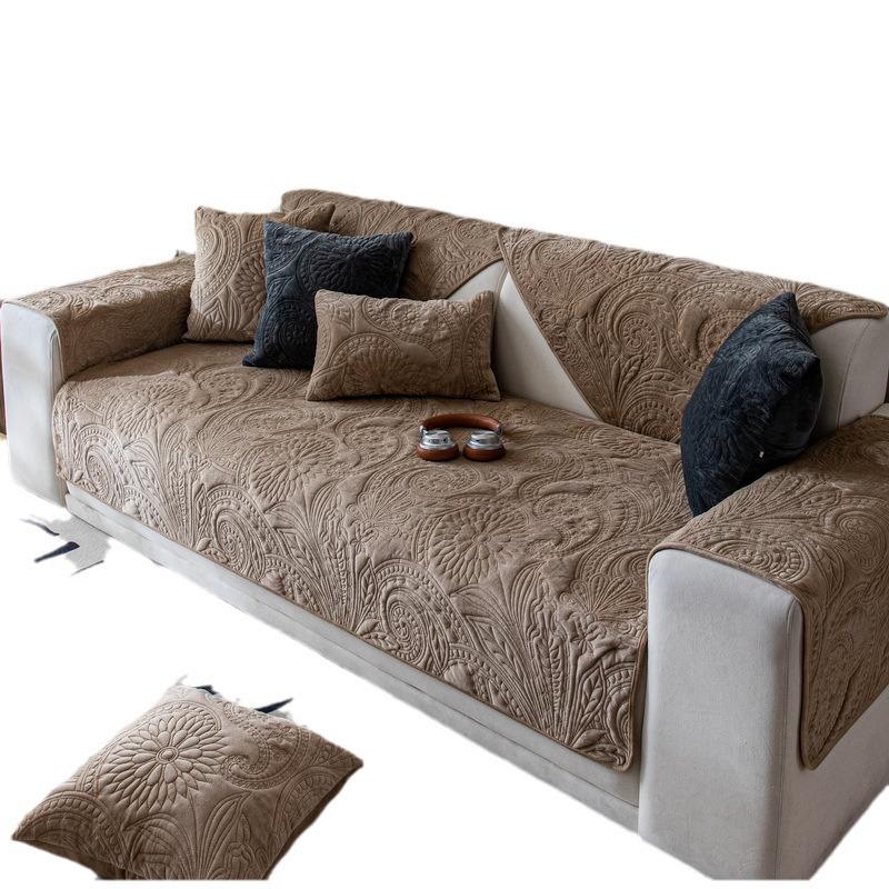 Nordic Crystal Velvet Quilting Sofa Cushion Universal In All Seasons, Autumn And Winter Plush Sofa Cover, Backrest Towel, Seat Cushion