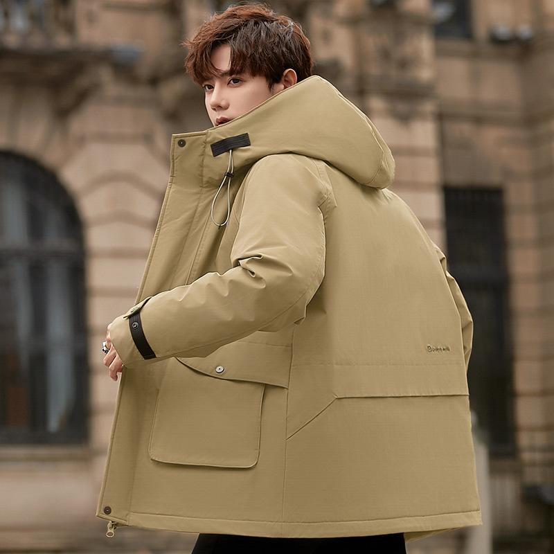 

Корейская версия пуховой куртки для мужчин Winter Tide Teen Hooded Medium and Long Men s Thermal Jacket 3XL зелёный