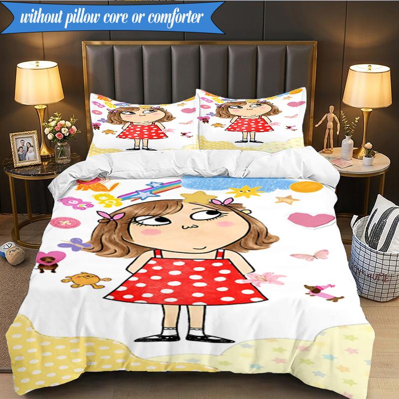 3-teiliges Char-lie und Lola Abenteuer Bettwäsche-Set, Enthält 1 Bettbezug und 2 Kissenbezüge. Perfekt für Schlafzimmer, Wohnheim, Weihnachtsgeschenk für Fans